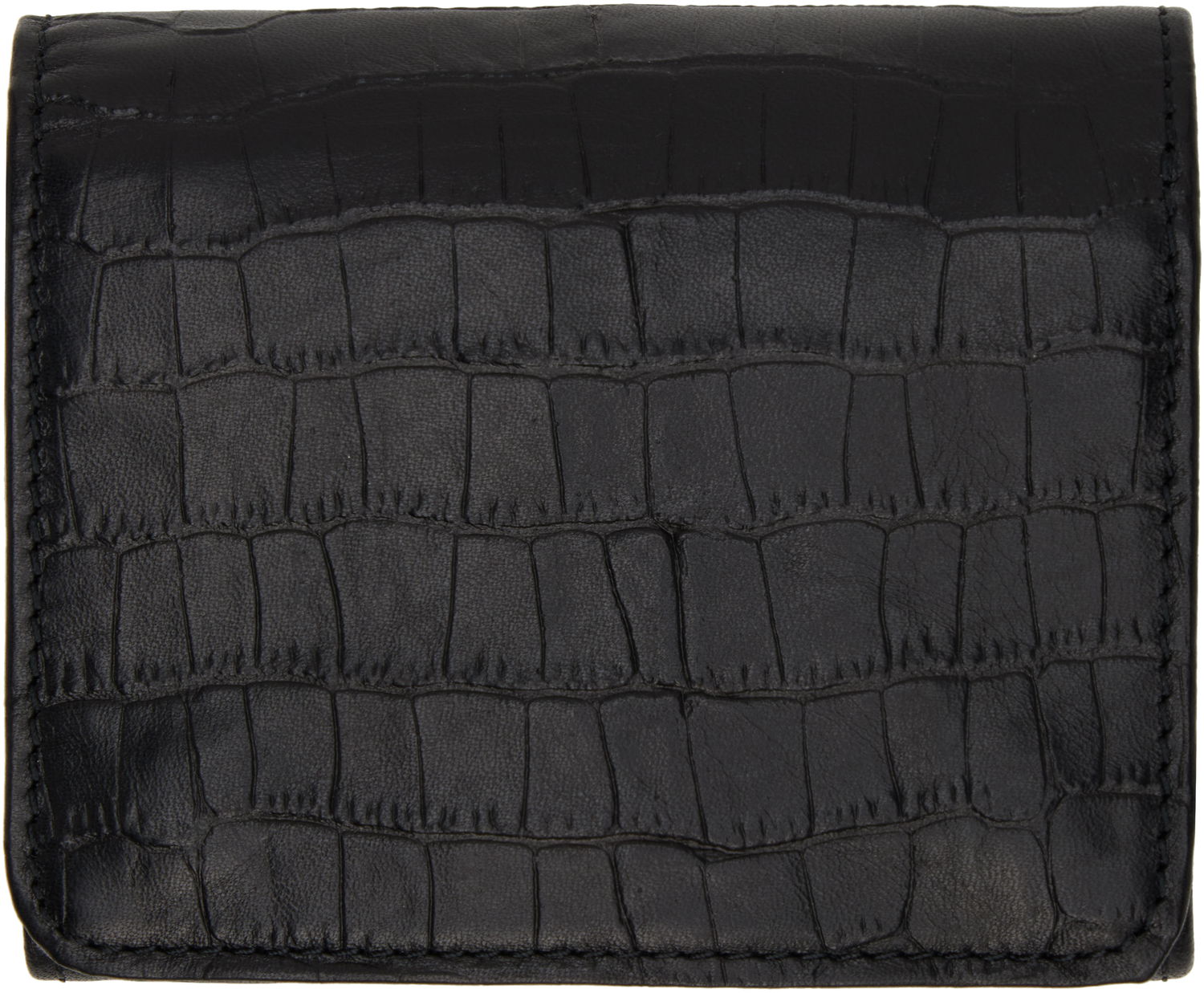 Peňaženka WACKO MARIA WACKO MARIA Speak Easy Short Croc-Embossed Leather Wallet Čierna | 24FW-WMA-WL04, 0