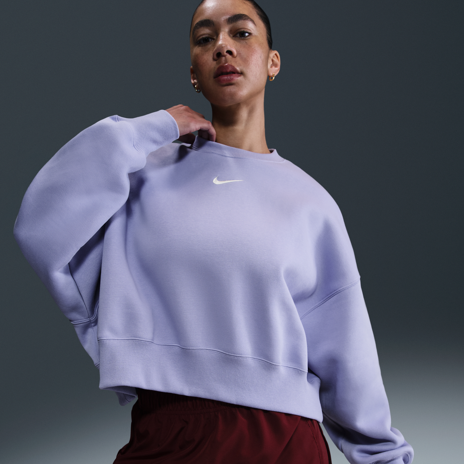 Sveter Nike Sportswear Phoenix Fleece Crewneck Sweatshirt Fialová | DQ5761-533, 0