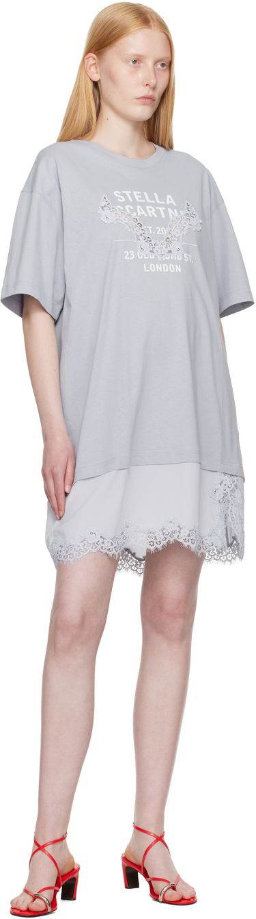 Šaty Stella McCartney Stella McCartney Lace-Insert Graphic T-Shirt Minidress Šedá | 6J04063SPZ99, 3