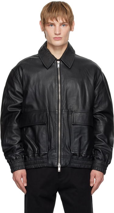 Bomber bunda Studio Nicholson Studio Nicholson Piston Leather Jacket Čierna | PISTON SNM - 1115, 0