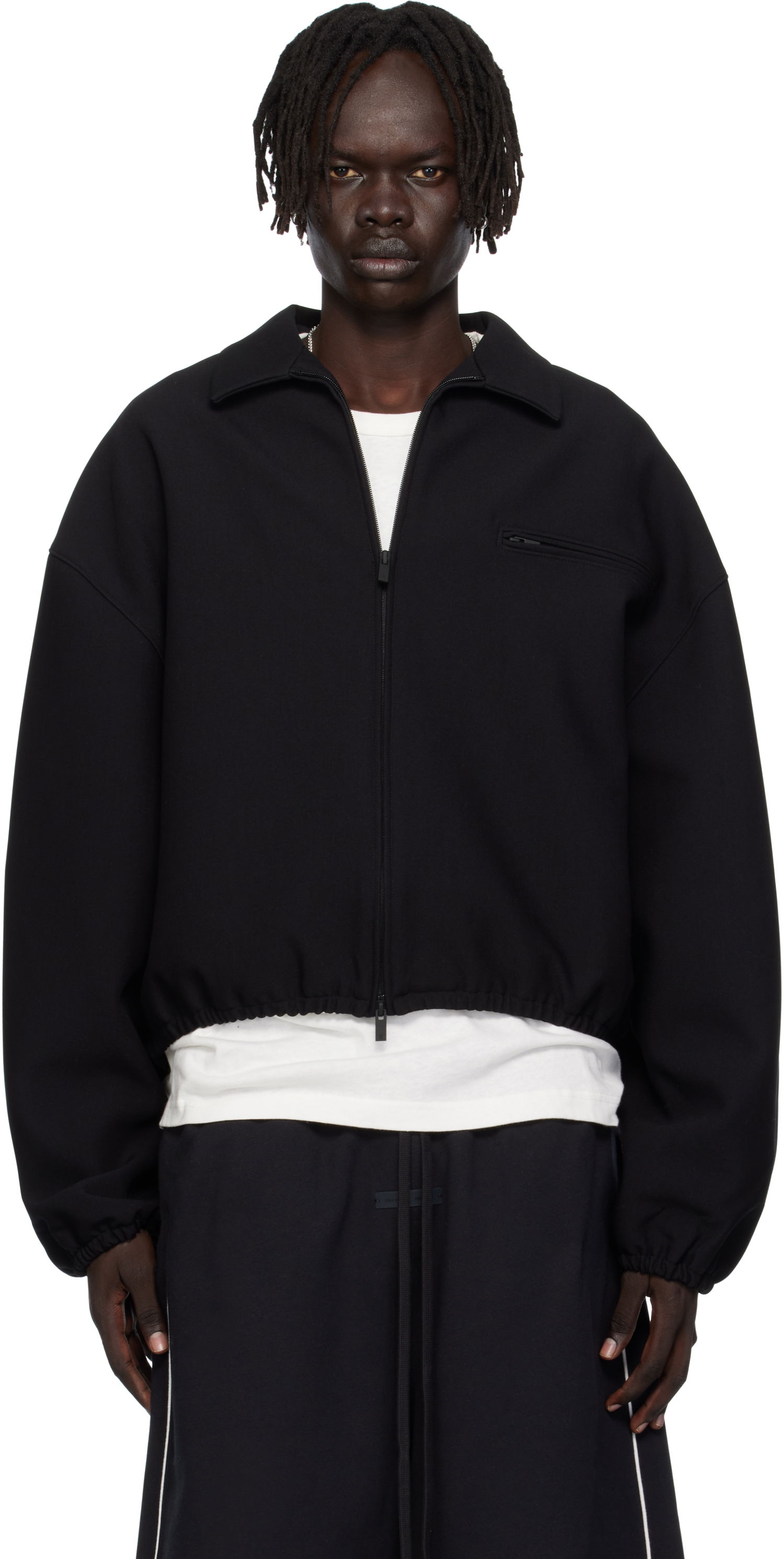 Bunda Fear of God ESSENTIALS Bonded Canvas Zip-Up Jacket Čierna | 202SP258060F, 0