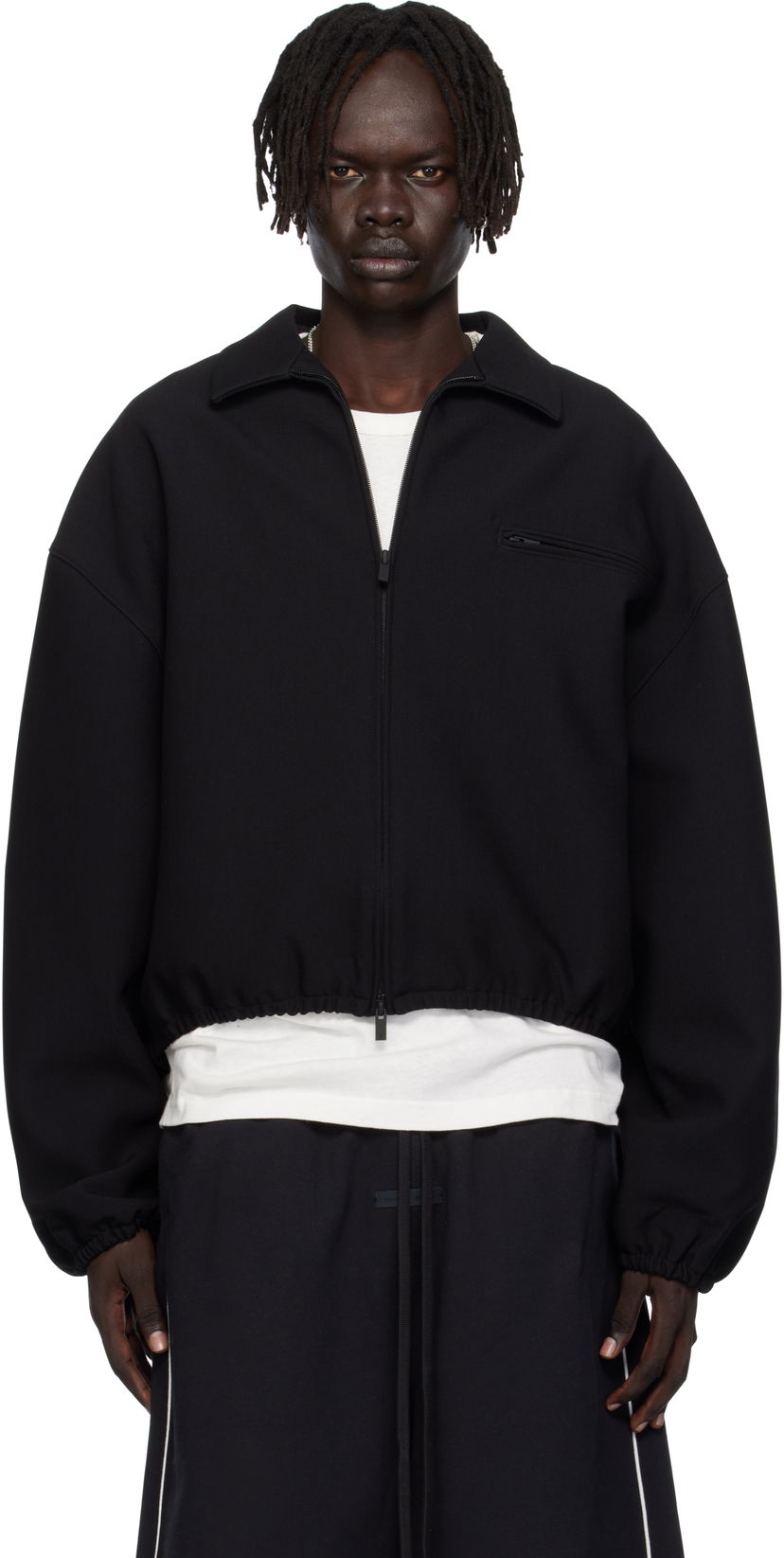 Bunda Fear of God ESSENTIALS Bonded Canvas Zip-Up Jacket Čierna | 202SP258060F