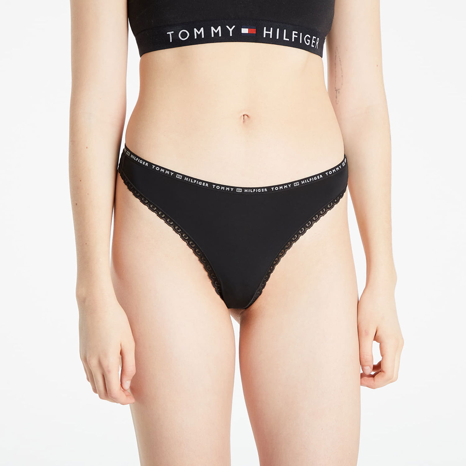 Nohavičky Tommy Hilfiger Lace 3 Pack Thong Čierna | UW0UW02824 0R7, 0