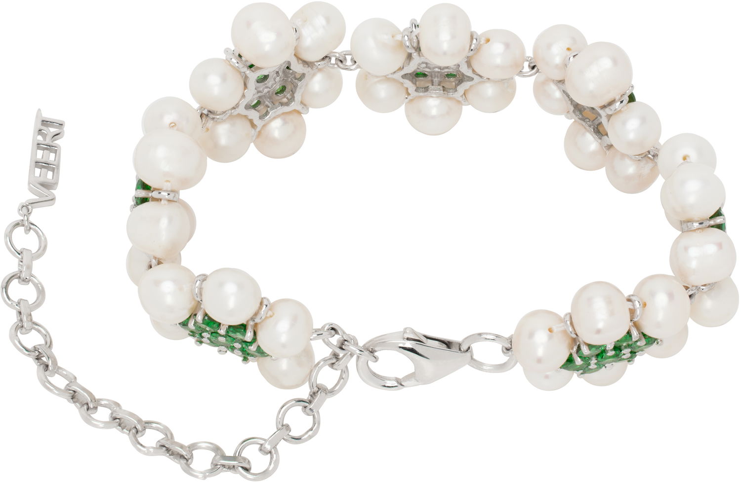 Náramok VEERT 'The 42 Pearl Green Flower' Bracelet Metalická | JLG0014G-WG, 1
