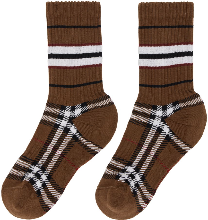Ponožky Burberry Check Mashup Socks Hnedá | 8059188, 1