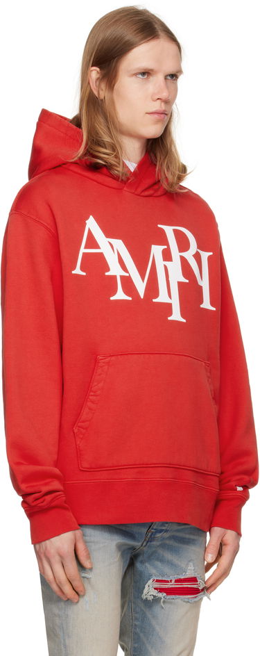 Mikina AMIRI Staggered Logo Print Hoodie Čierna | AMJYHD1094, 4