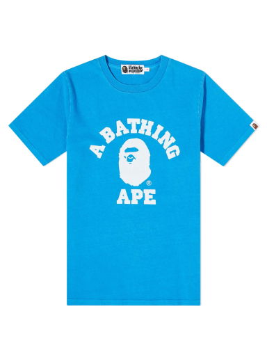 Tričko BAPE Overdye College T-Shirt Blue Modrá | 001CSJ302012L-BLE