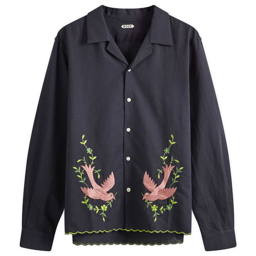 Košeľa Bode Embroidered Rosefinch Čierna | MRS24SH042-BLK