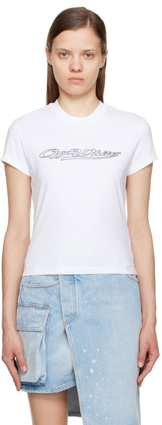 Tričko Off-White Baseball T-Shirt with Embroidery Biela | OWAA112S23JER0010110