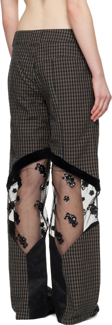 Nohavice Chopova Lowena Chopova Lowena Rusher Plaid & Lace Panel Trousers Hnedá | 4092, 2