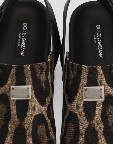 Tenisky a topánky Dolce & Gabbana Dolce & Gabbana Canvas Leopard Print Mules with Back Strap Hnedá | A80465A6A87HY13M, 3