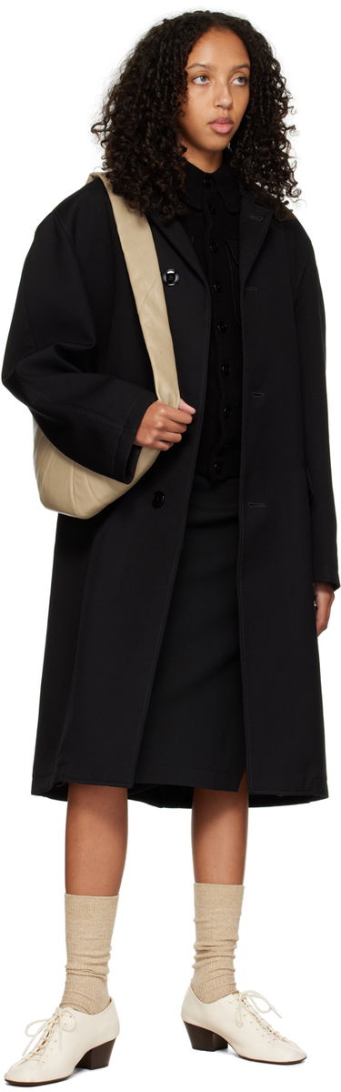 Kabáty LEMAIRE Lemaire Crombie Wool-Blend Long Coat Čierna | CO180 LF801, 3