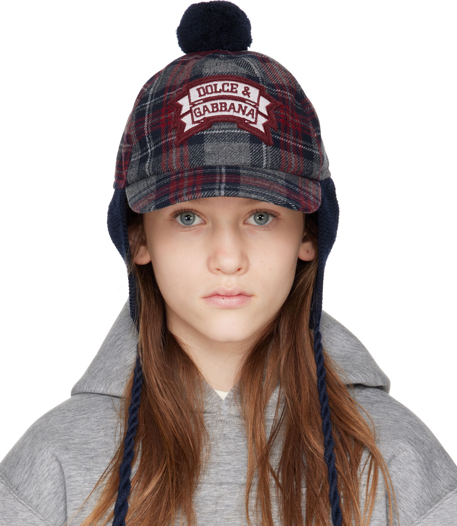 Klobúk Dolce & Gabbana Dolce&Gabbana Tartan Wool-Blend Baseball Cap with Earflaps Navy | LB5H44 FQMFZ, 0