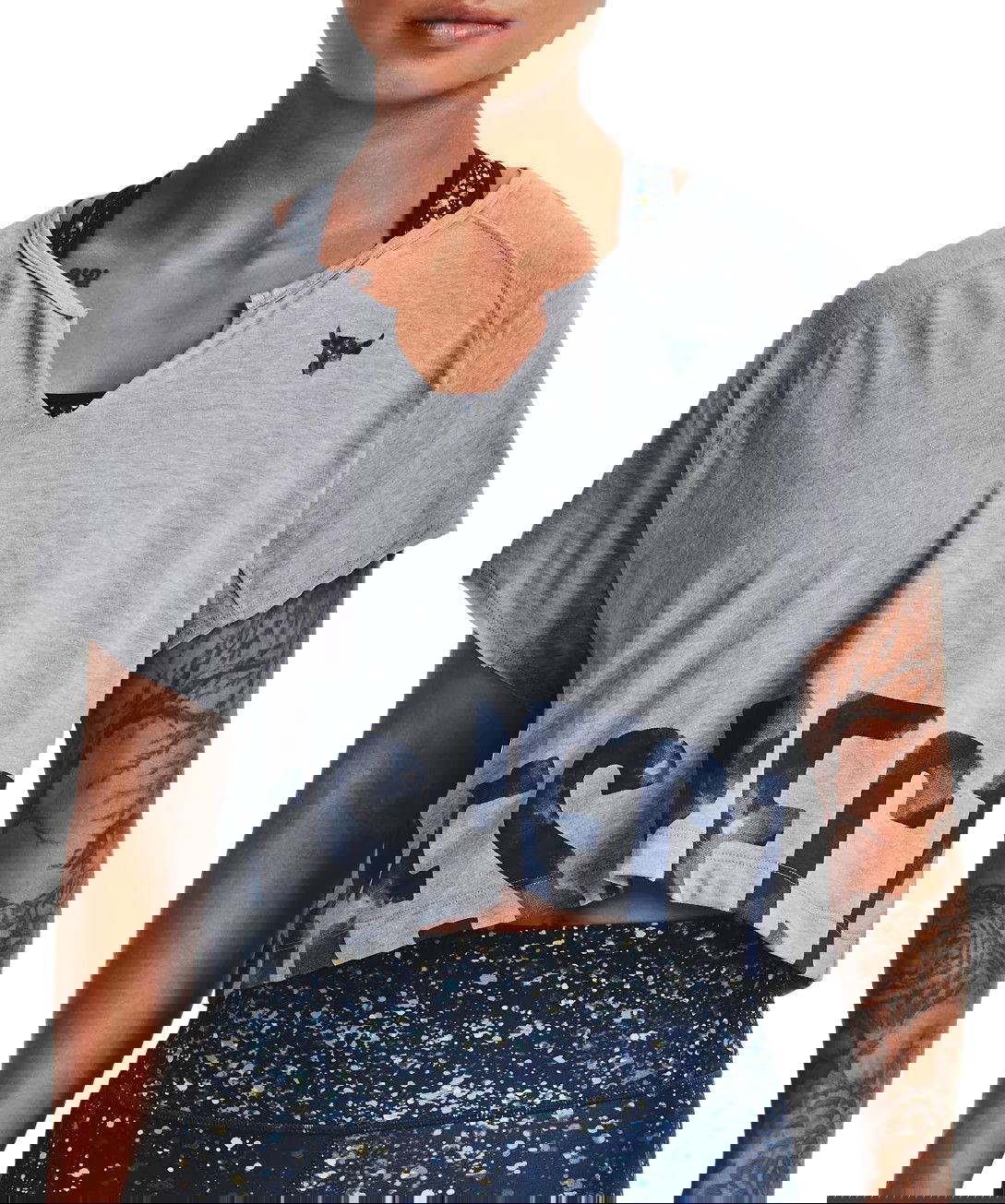 Crop Top Under Armour Project Rock Respect Short Sleeve Crop Top Šedá | 1371368-035, 0
