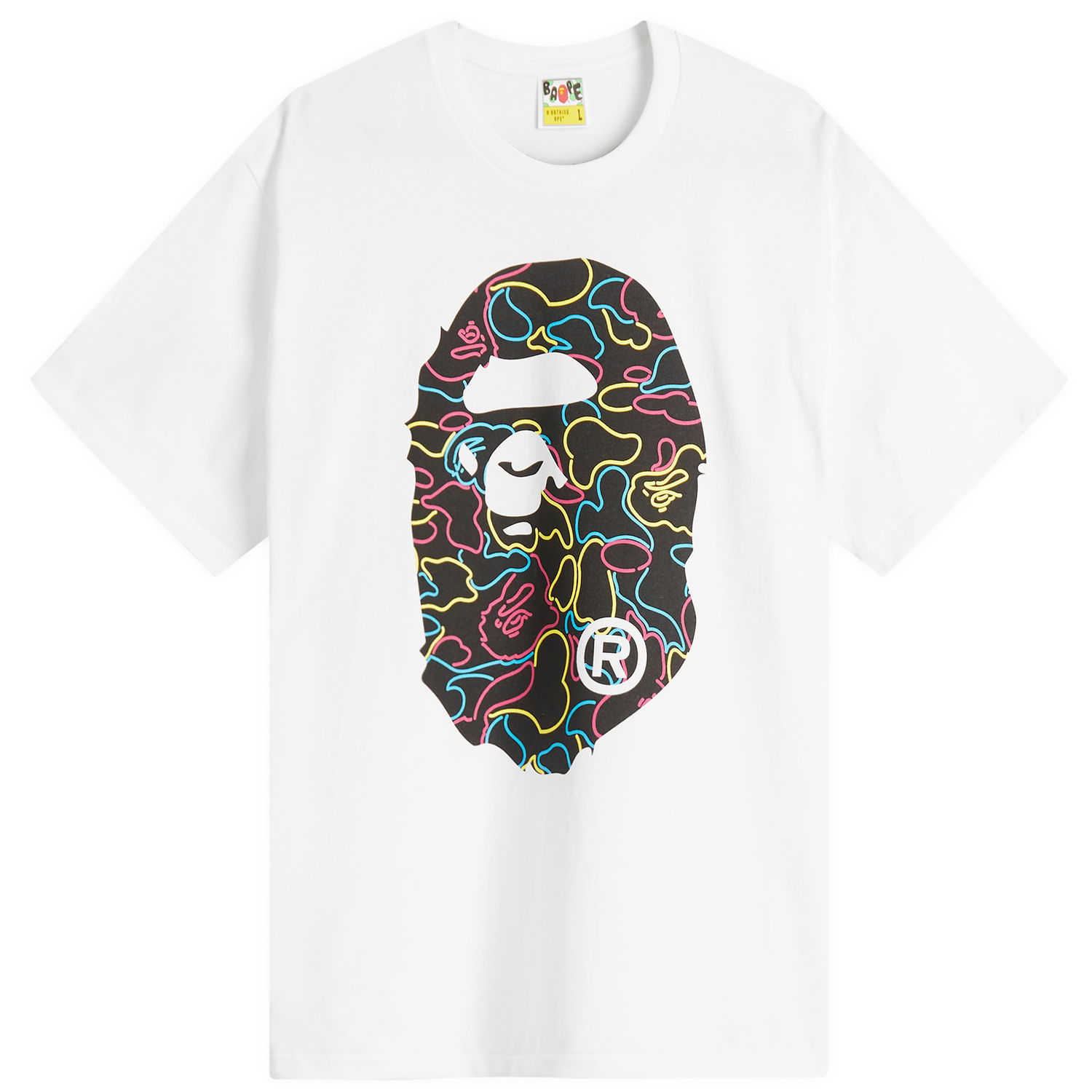 Tričko BAPE Neon Camo Big Ape Head Tee Biela | 001TEL301039M-WHT, 1