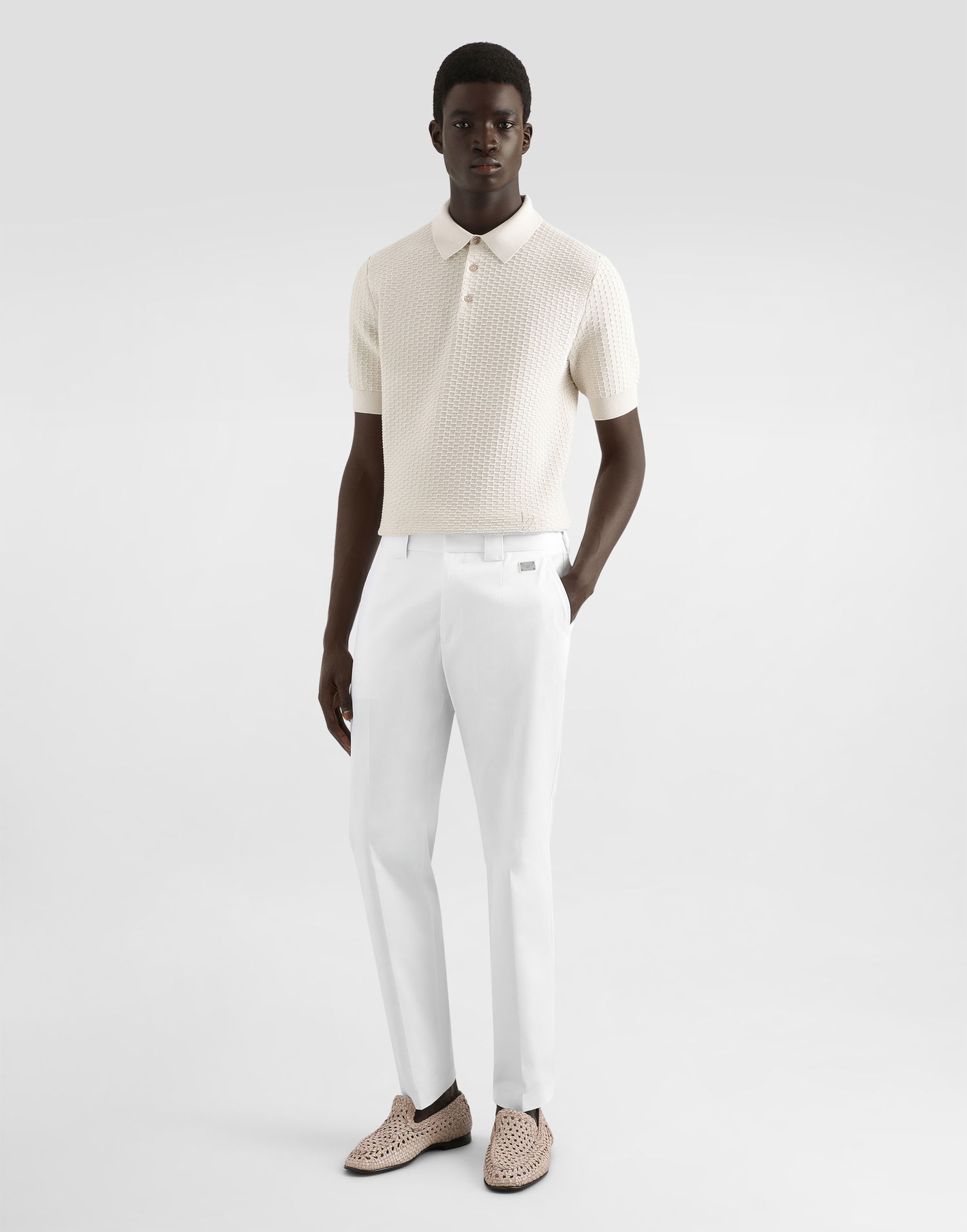 Nohavice Dolce & Gabbana Dolce & Gabbana Tailored Cotton Pants Biela | GP0K3TFUFL3W0800, 1