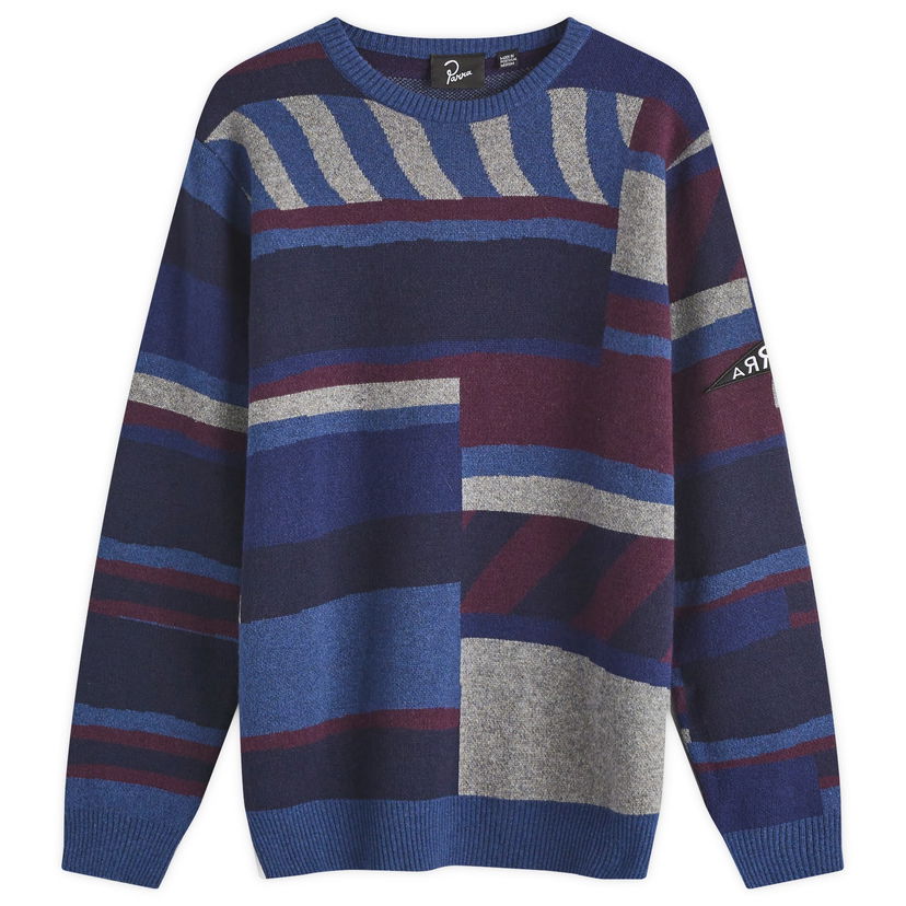 Sveter By Parra Patched Knitted Pullover Blue Large Modrá | 52420