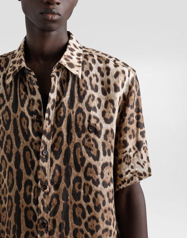 Košeľa Dolce & Gabbana Dolce & Gabbana Leopard Print Linen Shirt Hnedá | G5LG9TFS4D3HY13M, 3