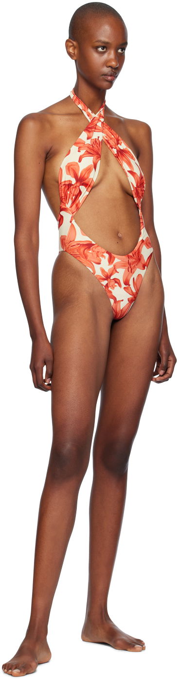 Plavky Miaou Miaou Demi Floral-Print One-Piece Swimsuit Oranžová | 2010MSWOAL, 3