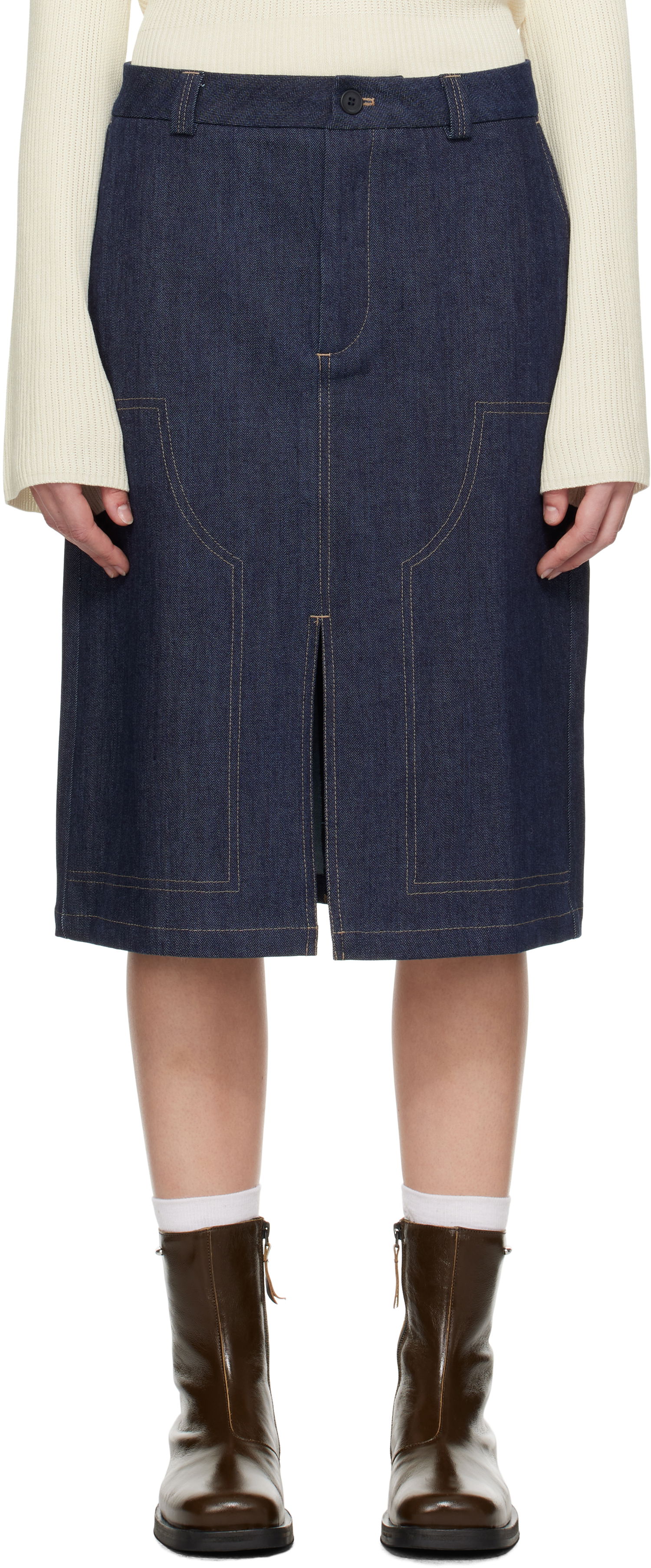 Sukňa Soulland Midi Denim Skirt Modrá | 42033-1316, 0