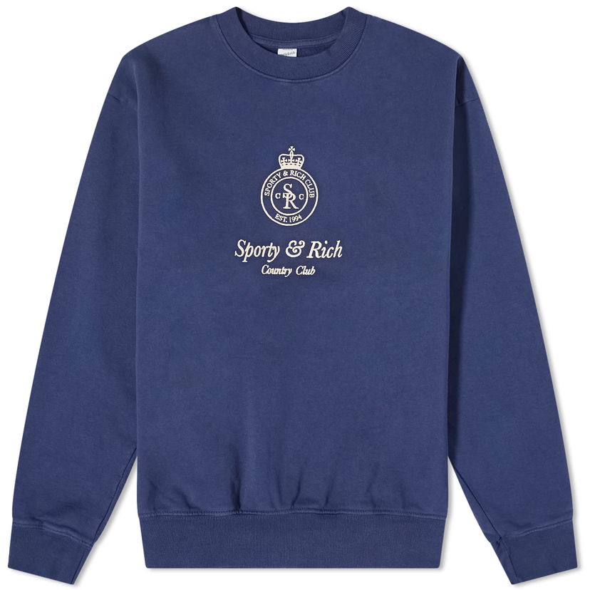 Sveter Sporty & Rich Crown Embroidered Crew Sweat Navy | CRAW2342NA