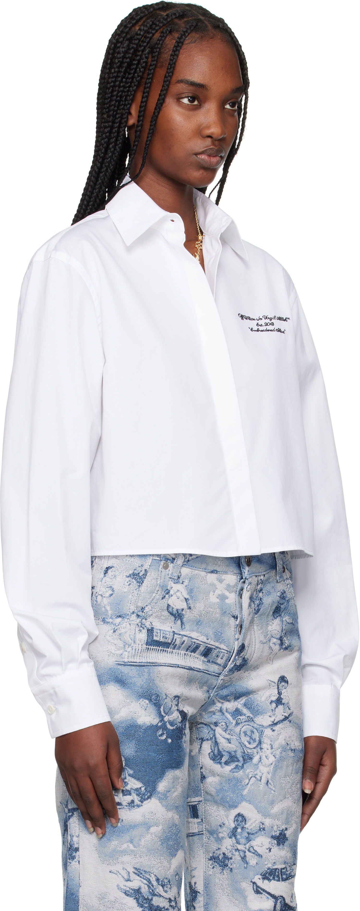 Košeľa Off-White Off-White Poplin Boxy Cropped Shirt Biela | OWGE02AS25FAB0010110, 1