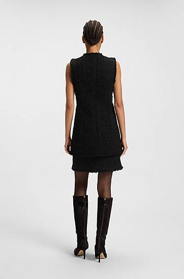 Vesta BOSS Sleeveless Regular-Fit Velvet Tweed Blazer Čierna | 50549128, 1