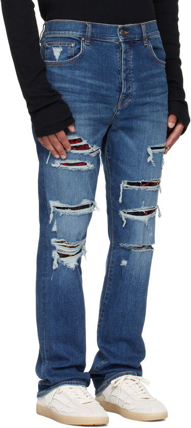 Džínsy AMIRI AMIRI Slim Thrasher Jeans with Floral Velvet Modrá | AMDNSM1022, 1