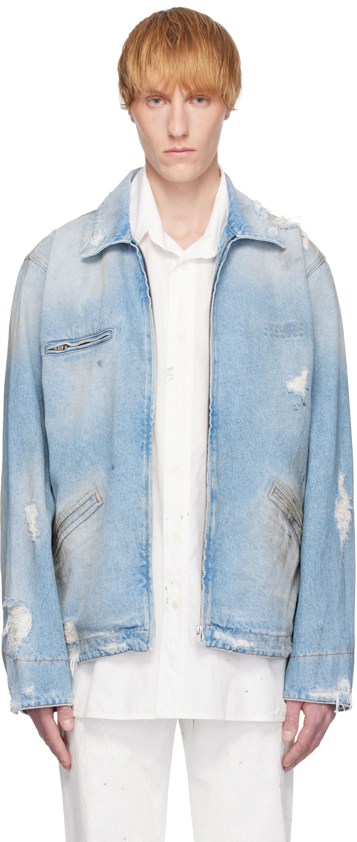 Bunda Maison Margiela MM6 Maison Margiela Distressed Denim Jacket Modrá | SH2AM0030 M30018, 0