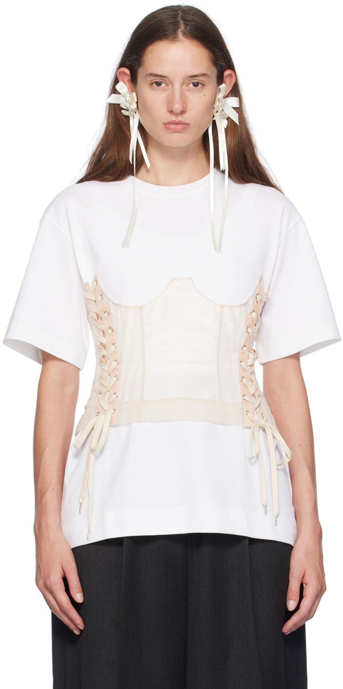 Tričko Simone Rocha Simone Rocha Corset Panel Boxy T-Shirt Biela | 5282 0562, 0