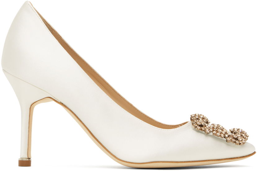 Šperky Manolo Blahnik Manolo Blahnik Hangisi Satin Pumps Biela | 9XX-0668