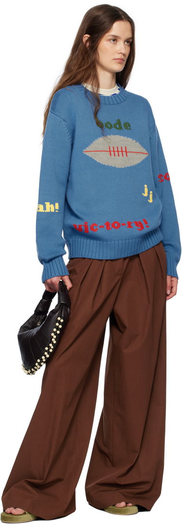 Sveter Bode Bode Spirit Intarsia Knit Sweater Modrá | MRS25KT011, 3