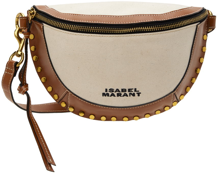 Ľadvinka ISABEL MARANT Off-White & Tan Canvas Belt Bag Béžová | 23EBJ0001FA-A2X12M, 0