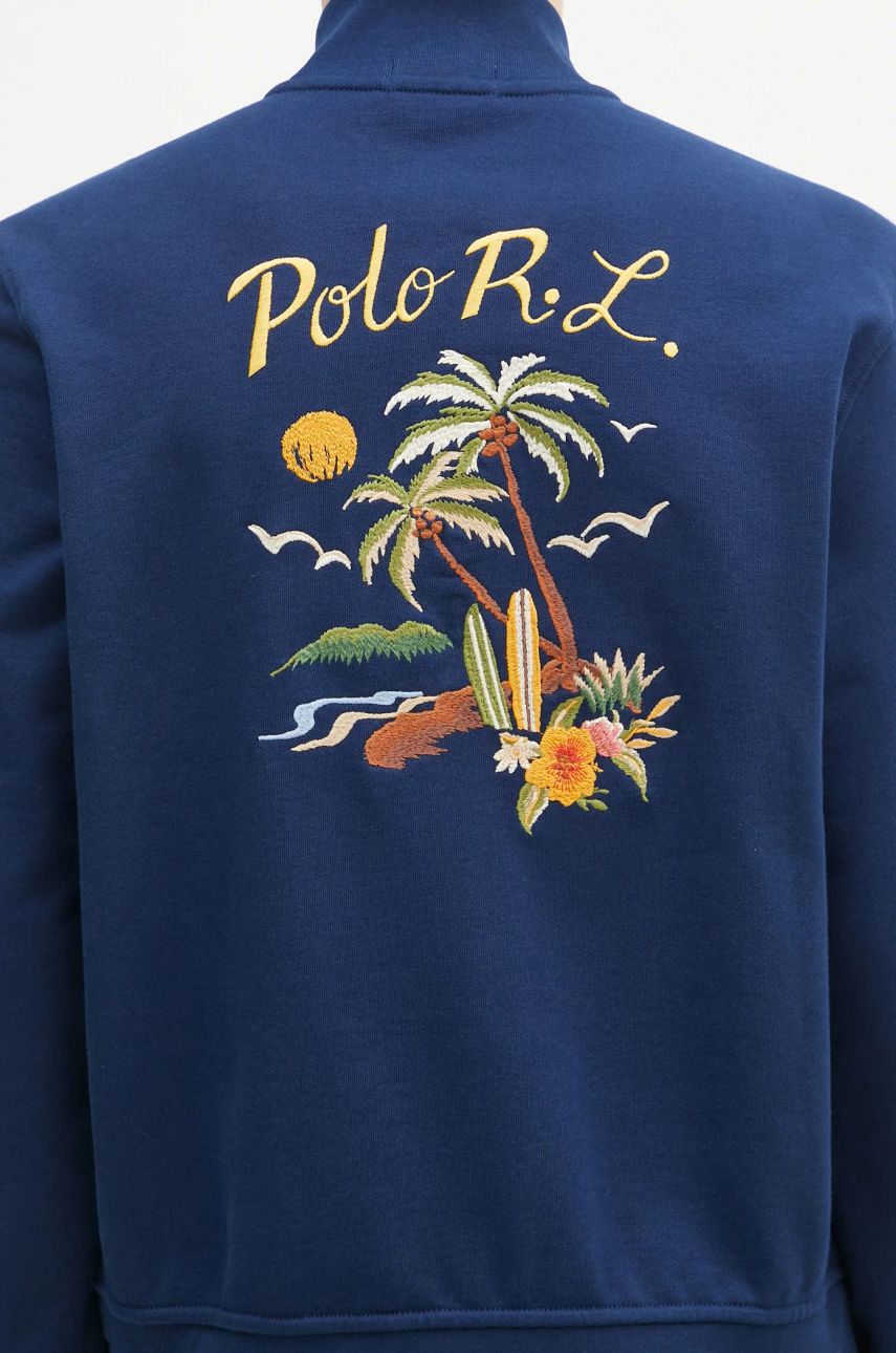 Blue Sweatshirt With Palm Tree Embroidery