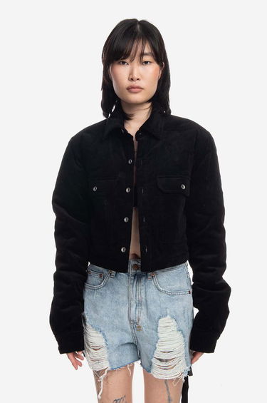 Bunda Rick Owens Cropped Outershirt Jacket Čierna | DS02B4706.VS.BLACK, 0