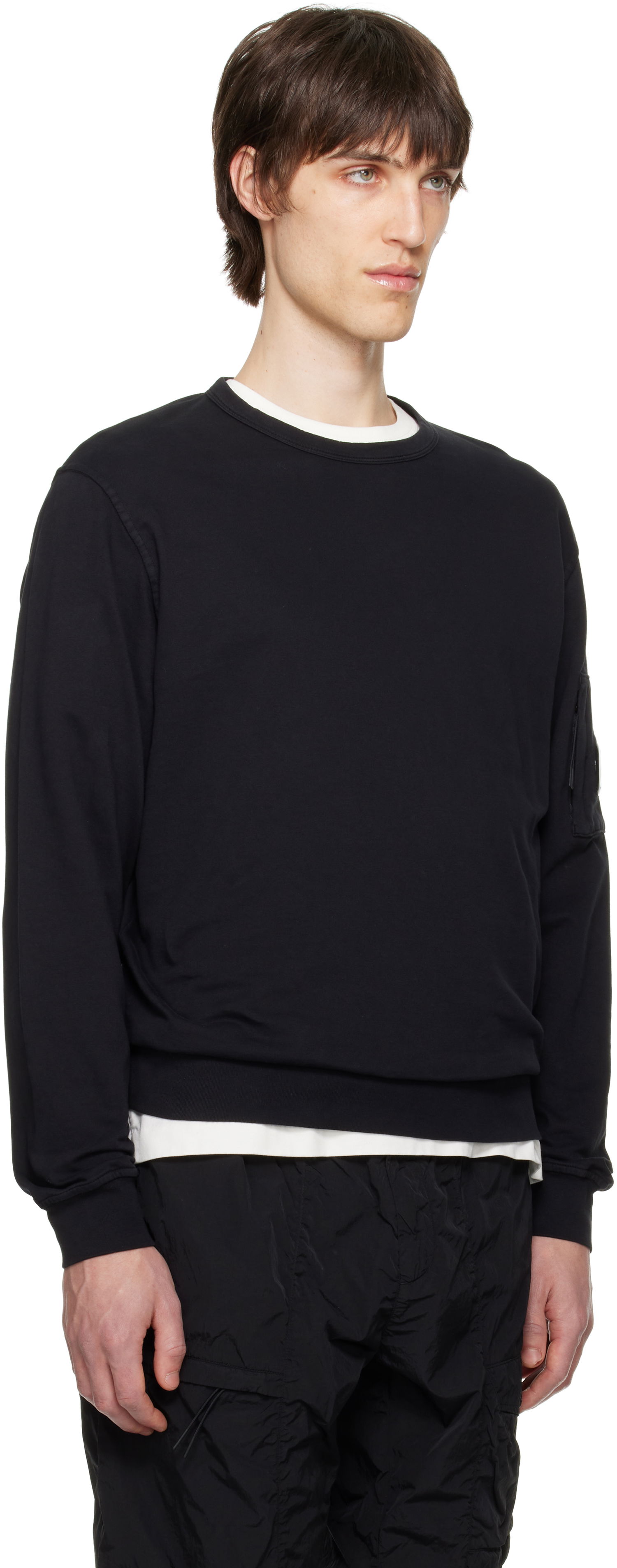 Sveter C.P. Company C.P. Company Light Fleece Crewneck Sweatshirt Čierna | 18CMSS019A-002246G, 1