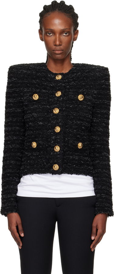 Bunda Balmain Buttoned Knit Jacket Čierna | FF0SK890KJ16, 0