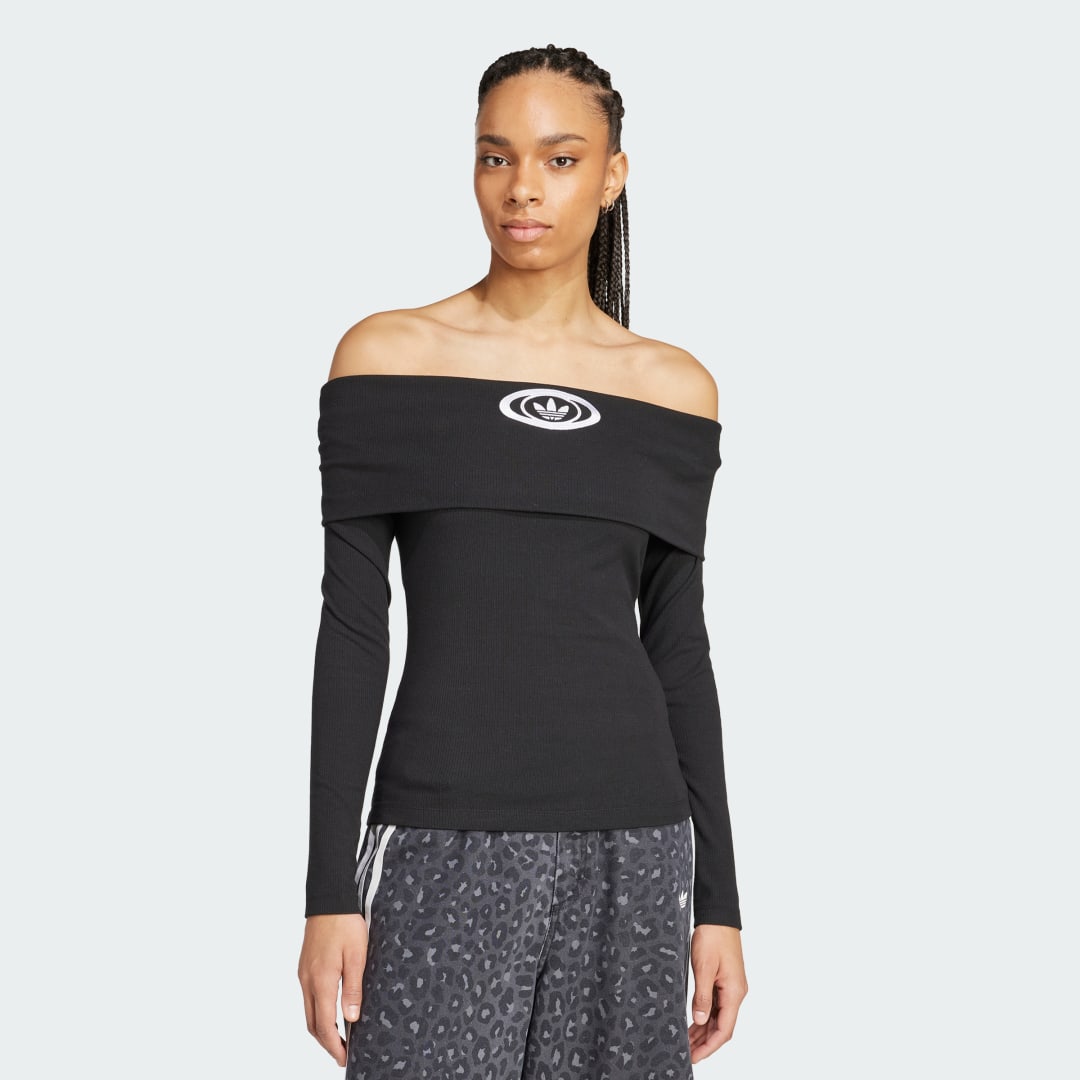 Tielko adidas Originals Originals Off Shoulder Long-Sleeve Top Čierna | KA2690, 0