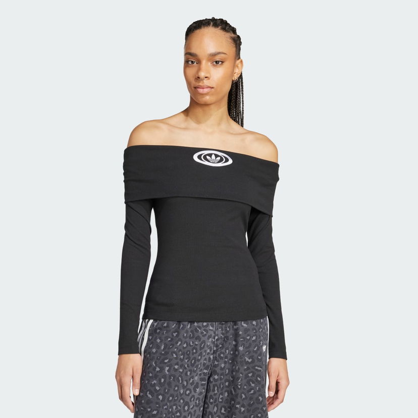 Tielko adidas Originals Originals Off Shoulder Long-Sleeve Top Čierna | KA2690