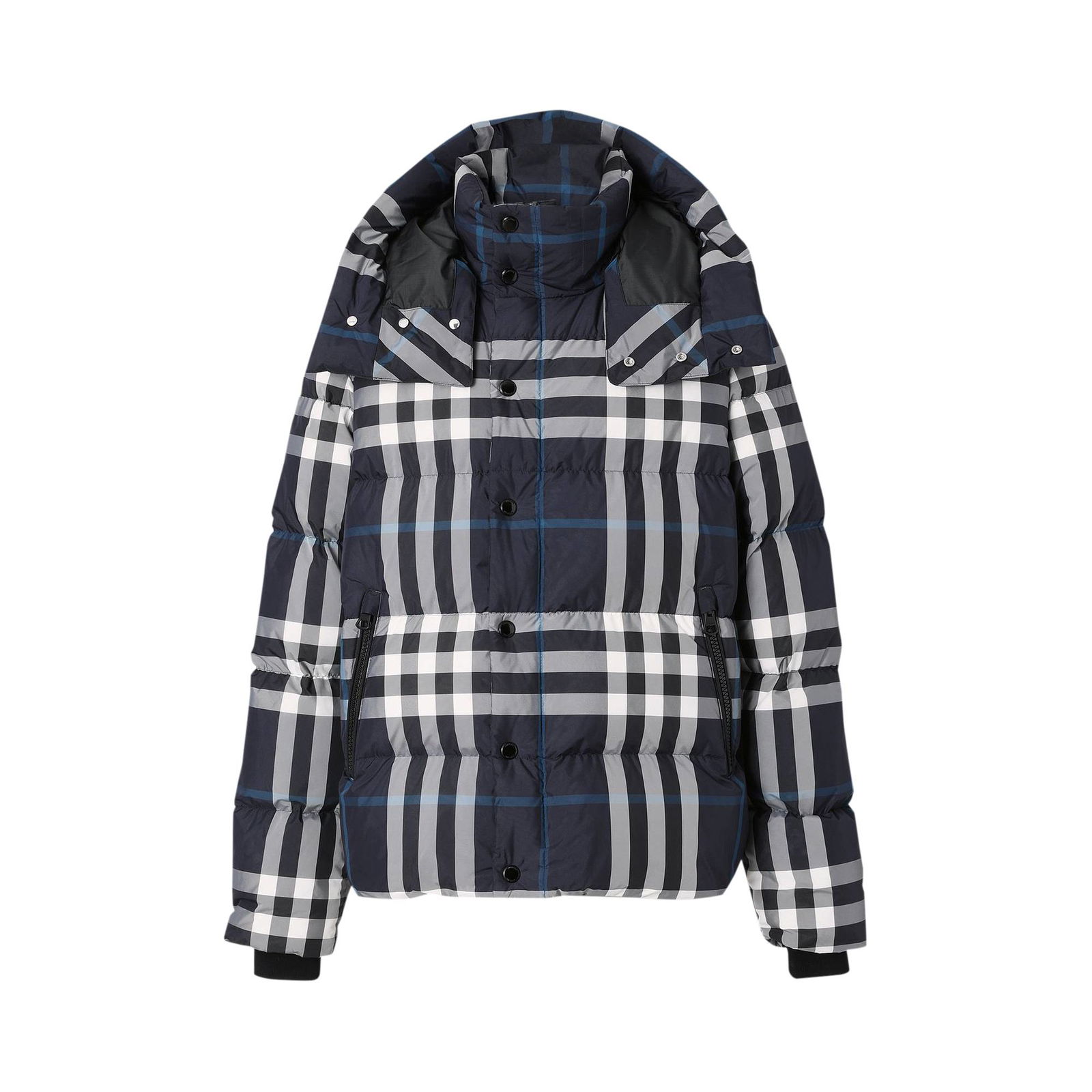 Detachable Hood Night Check Puffer Jacket