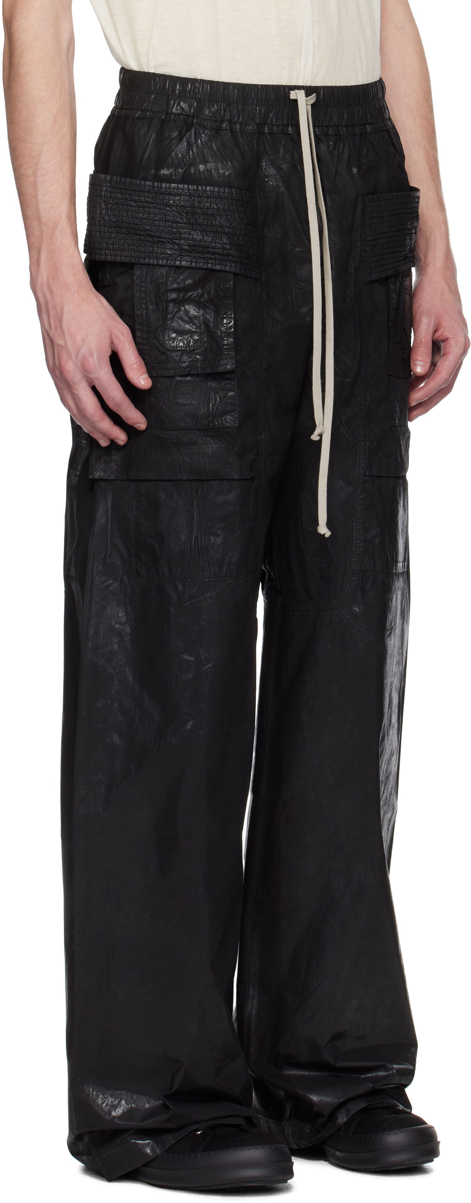 Cargo nohavice Rick Owens Rick Owens DRKSHDW Hollywood Creatch Wide Drawstring Cargo Pants Čierna | DU01E3394 PF, 1