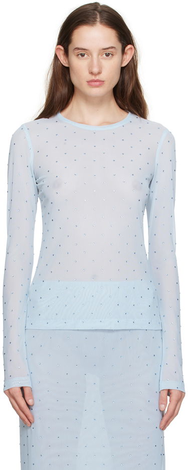 Tričko Anna Sui Rhinestone Long Sleeve T-Shirt Modrá | 1024F20, 0
