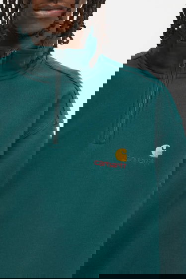 Mikina Carhartt WIP Half Zip American Script Sweatshirt Zelené | I027014.05AXX, 3