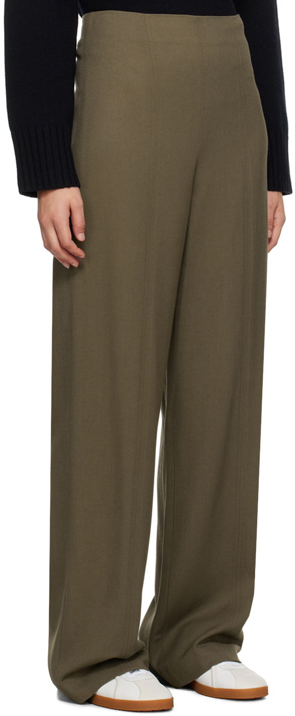 Nohavice Loulou de Saison Loulou de Saison Hamill High-Rise Wide-Leg Trousers Zelené | HAMILL, 1