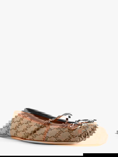 Tenisky a topánky Gucci Brown Canvas Ballerinas with Metal Ornament Hnedá | 814321FAD6C9745, 1