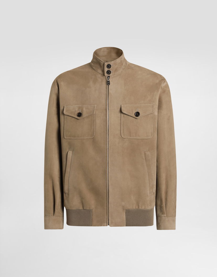 Bomber bunda Dolce & Gabbana Dolce & Gabbana Suede Bomber Jacket 56 Béžová | G9BPBLHULW7M0453