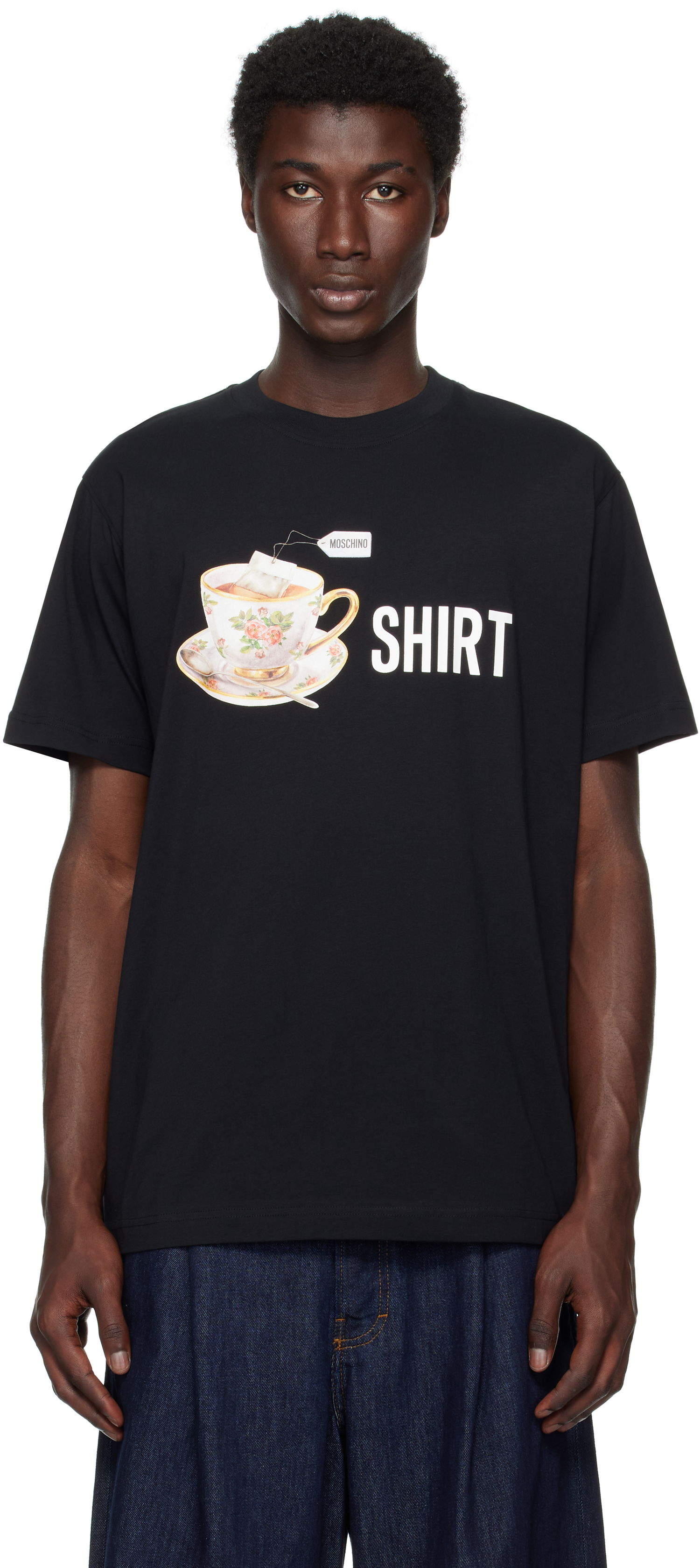 Tričko Moschino Moschino Teacup Print Organic Cotton T-Shirt Čierna | 252ZZ072852411555, 0