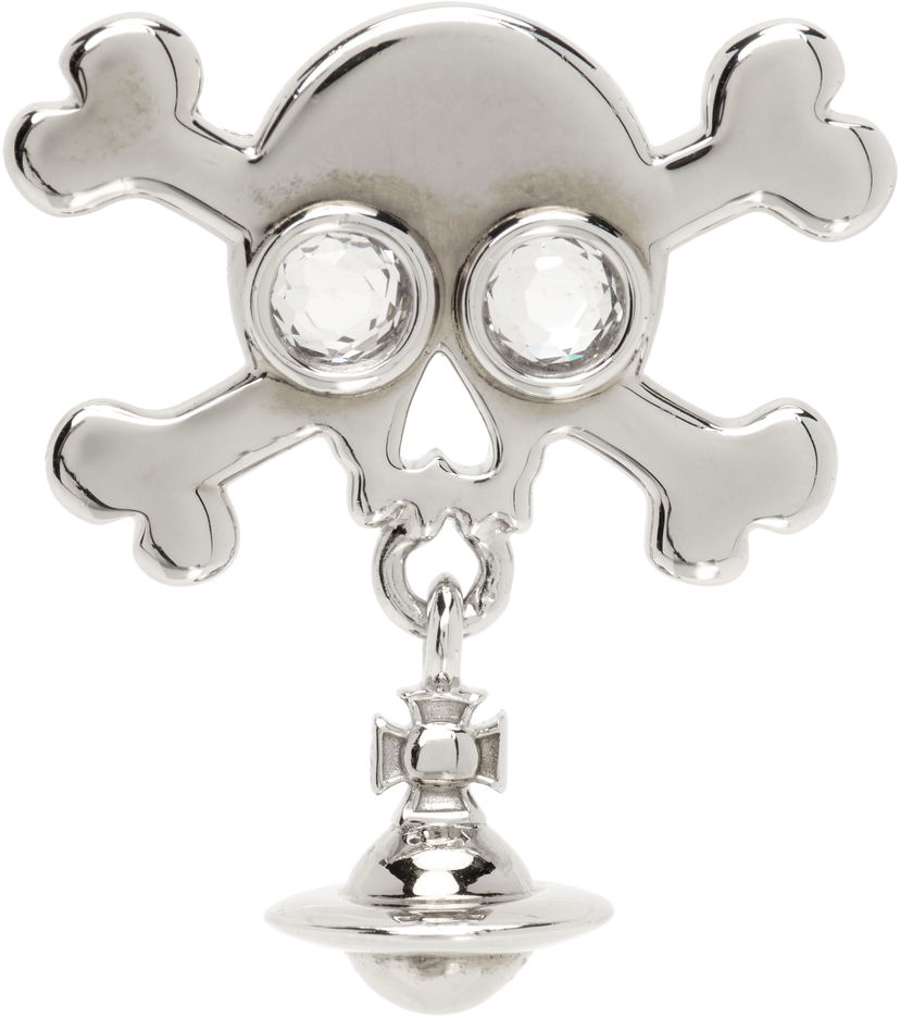 Náušnice Vivienne Westwood Vivienne Westwood Franklin Skull Single Stud Earring with Crystals Metalická | 6201036J-01P102-