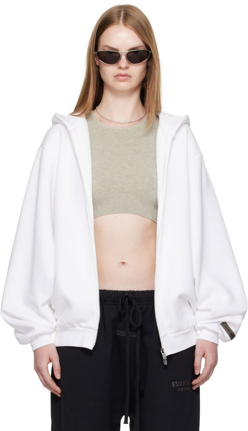 Mikina Fear of God ESSENTIALS 90s Fleece Zip-Up Hoodie Biela | 192SP257444FW