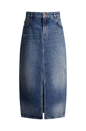 Sukňa BOSS Midi Denim Skirt with Front Slit Modrá | 50531699, 0